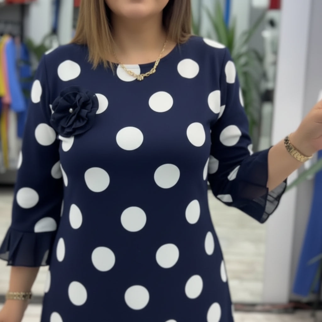 Palerine | Pleated Polka Dot Dress