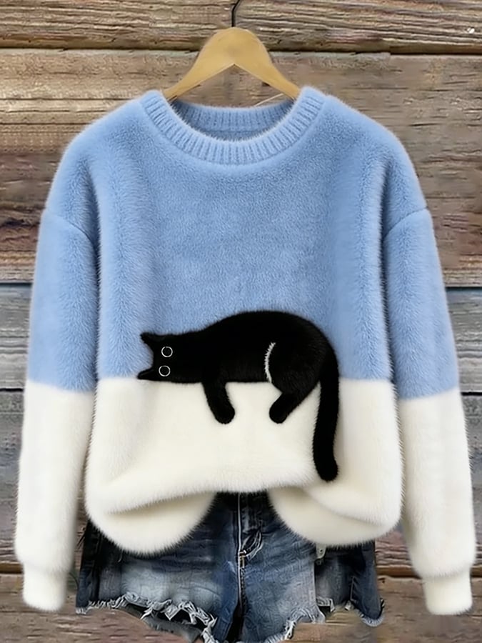 Caitlin – Casual Cat Graphic Sweater