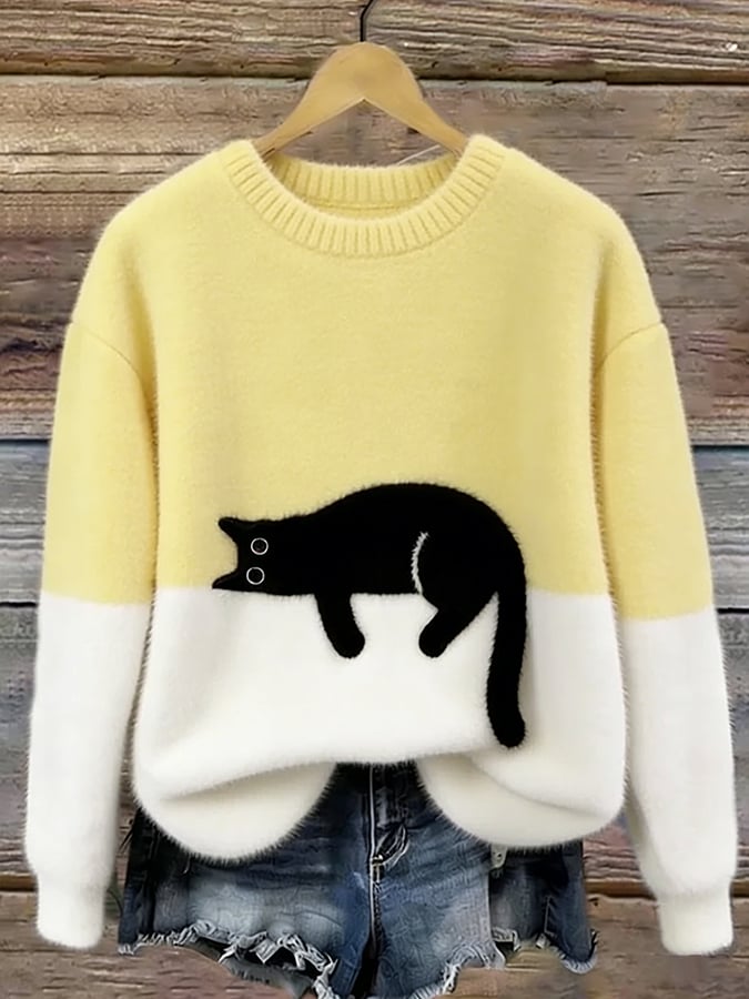 Caitlin – Casual Cat Graphic Sweater