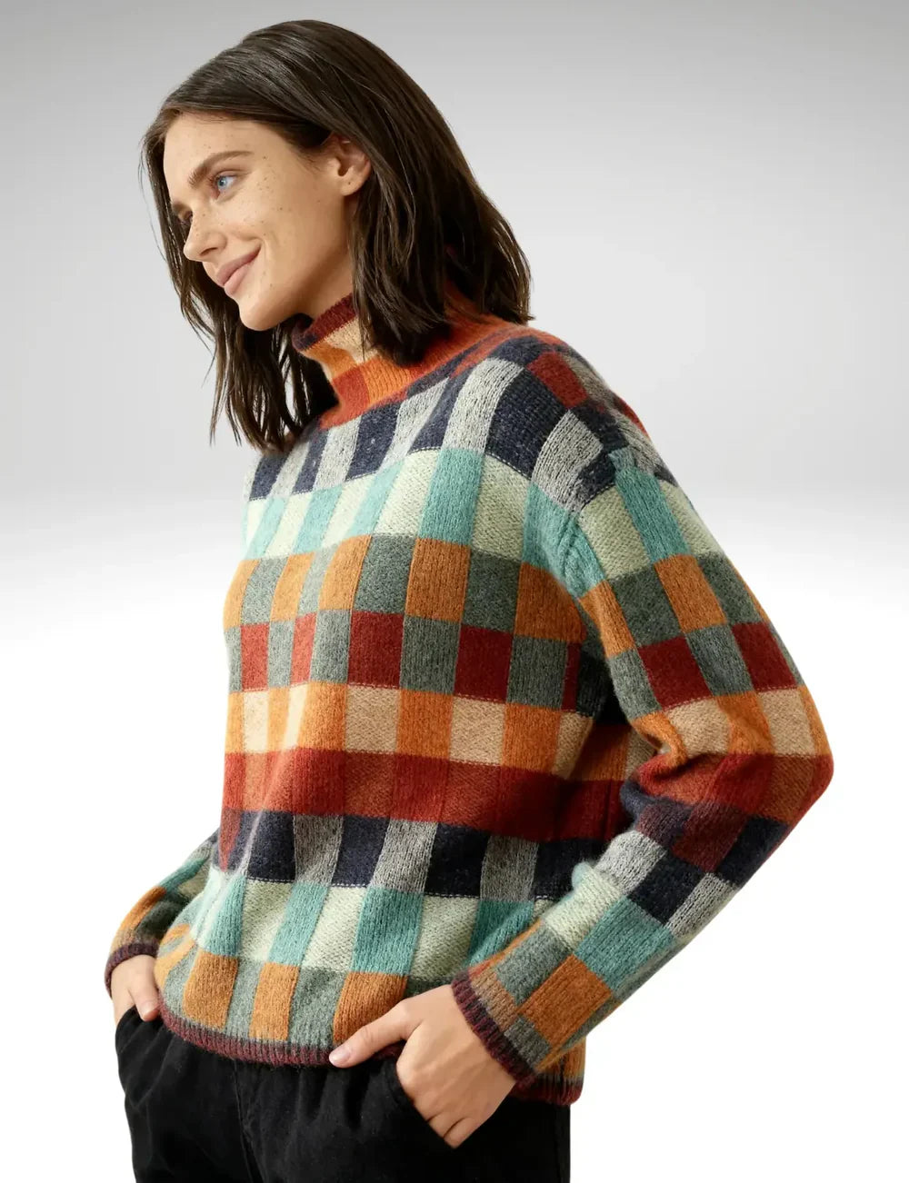 Vanda | Patchwork roll neck jumper