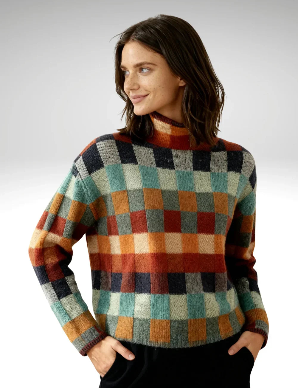 Vanda | Patchwork roll neck jumper