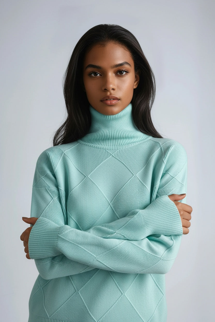Sky | Turtleneck Sweater with Diamond Pattern