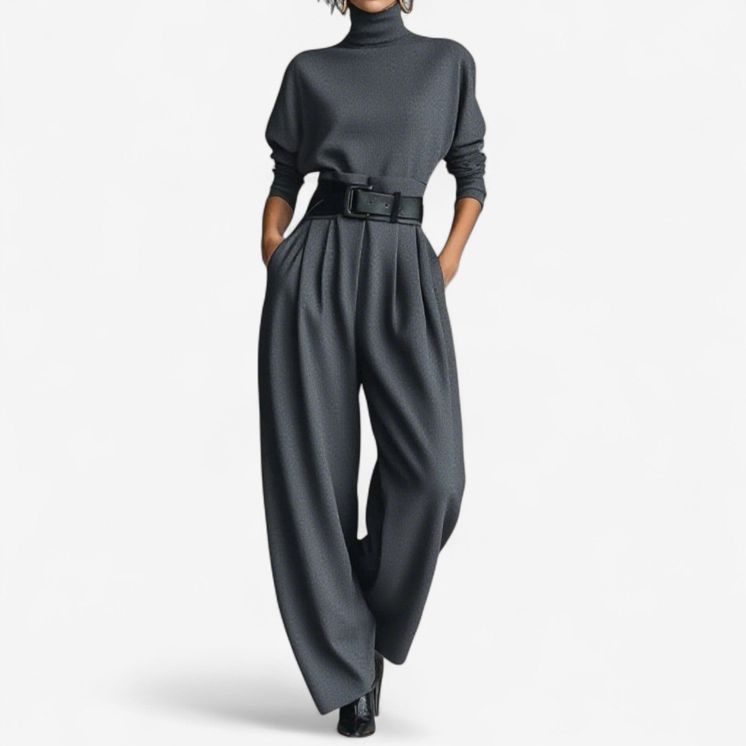Elise - High-Neck Jumpsuit with Matching Belt