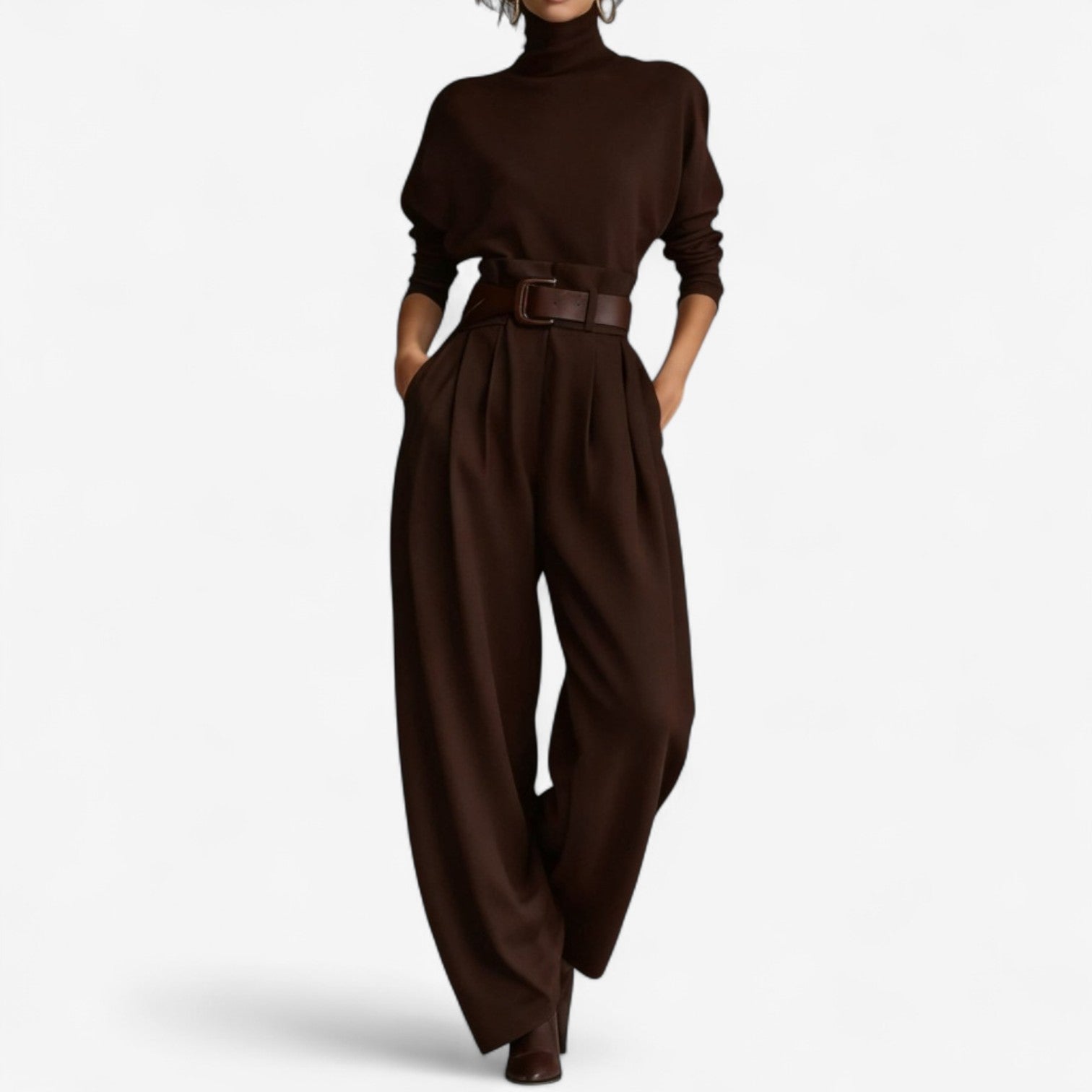 Elise - High-Neck Jumpsuit with Matching Belt