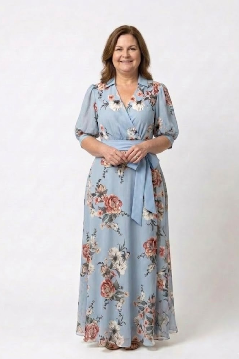 Elowen | Floral Wrap V Neck Maxi Dress