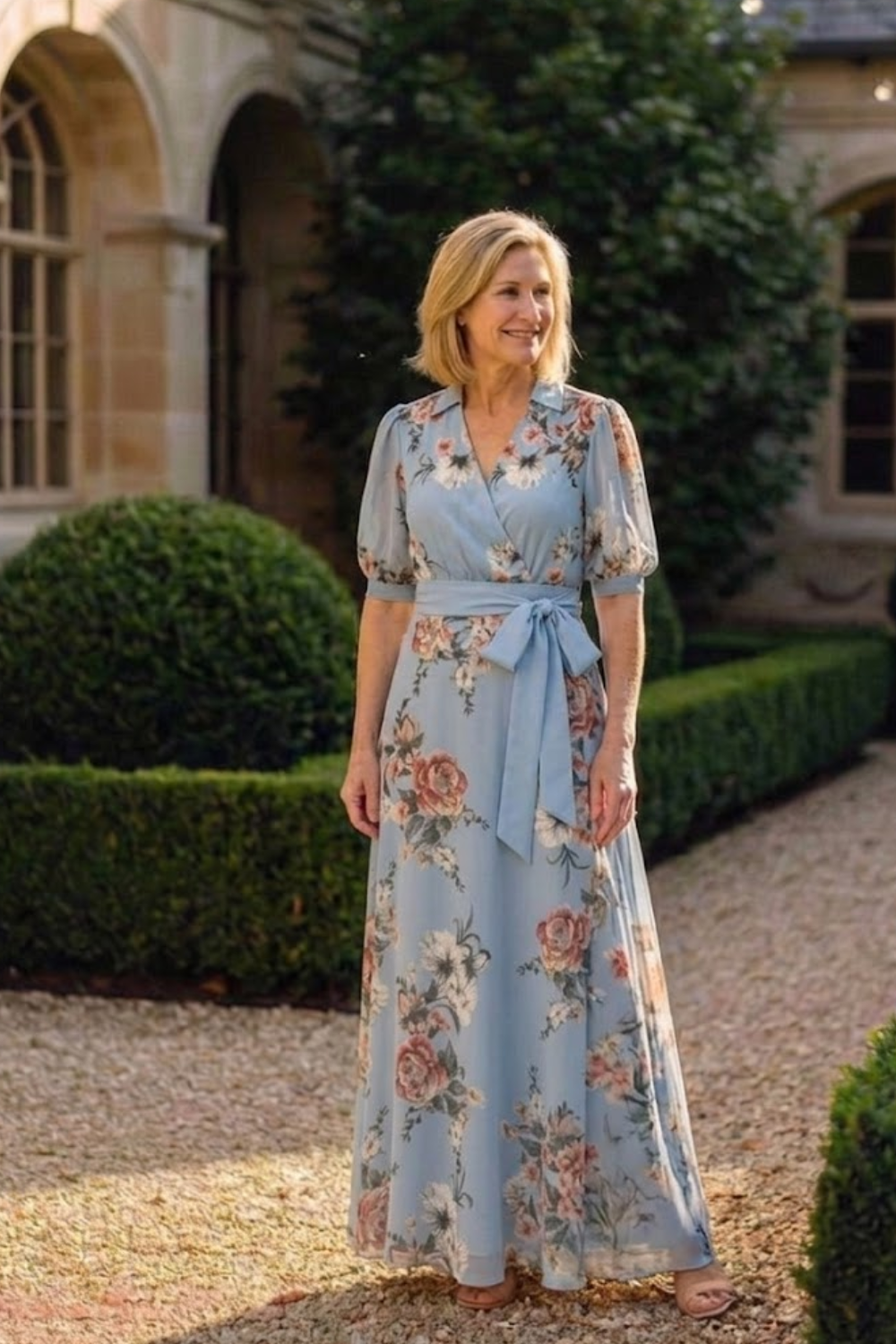 Elowen | Floral Wrap V Neck Maxi Dress
