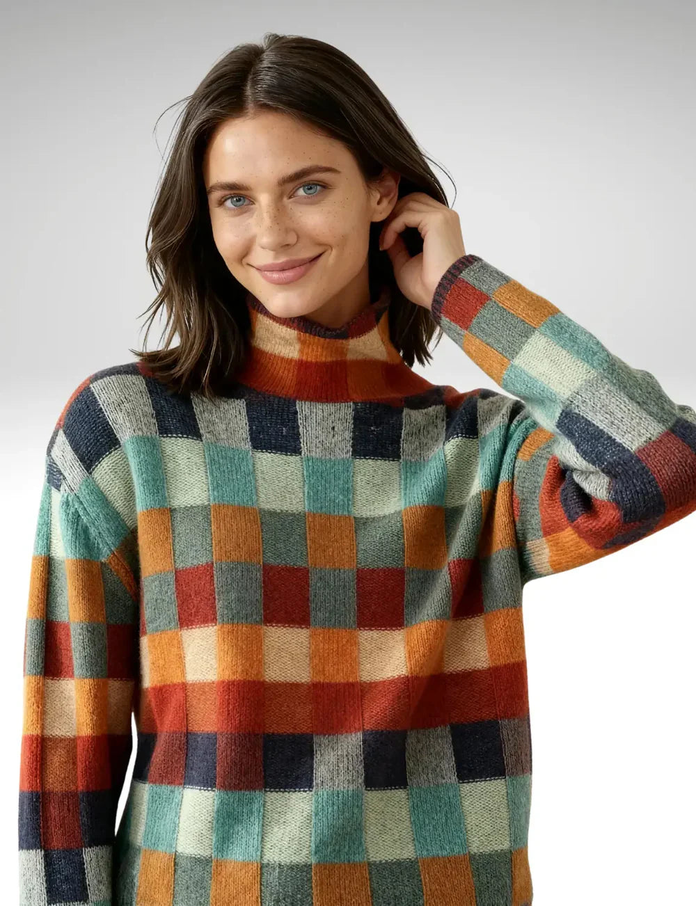 Vanda | Patchwork roll neck jumper