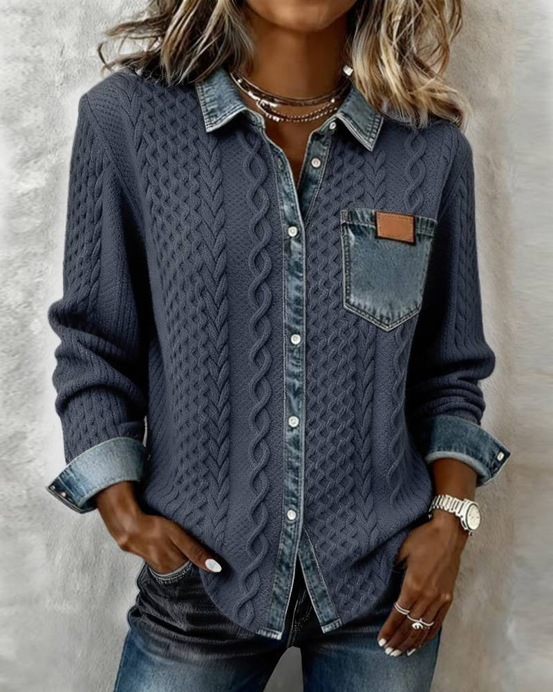 Simone™ | Denim Patchwork Shirt