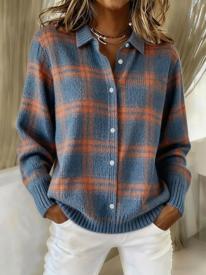 Thalia™ |  Knit Checked  Cardigan