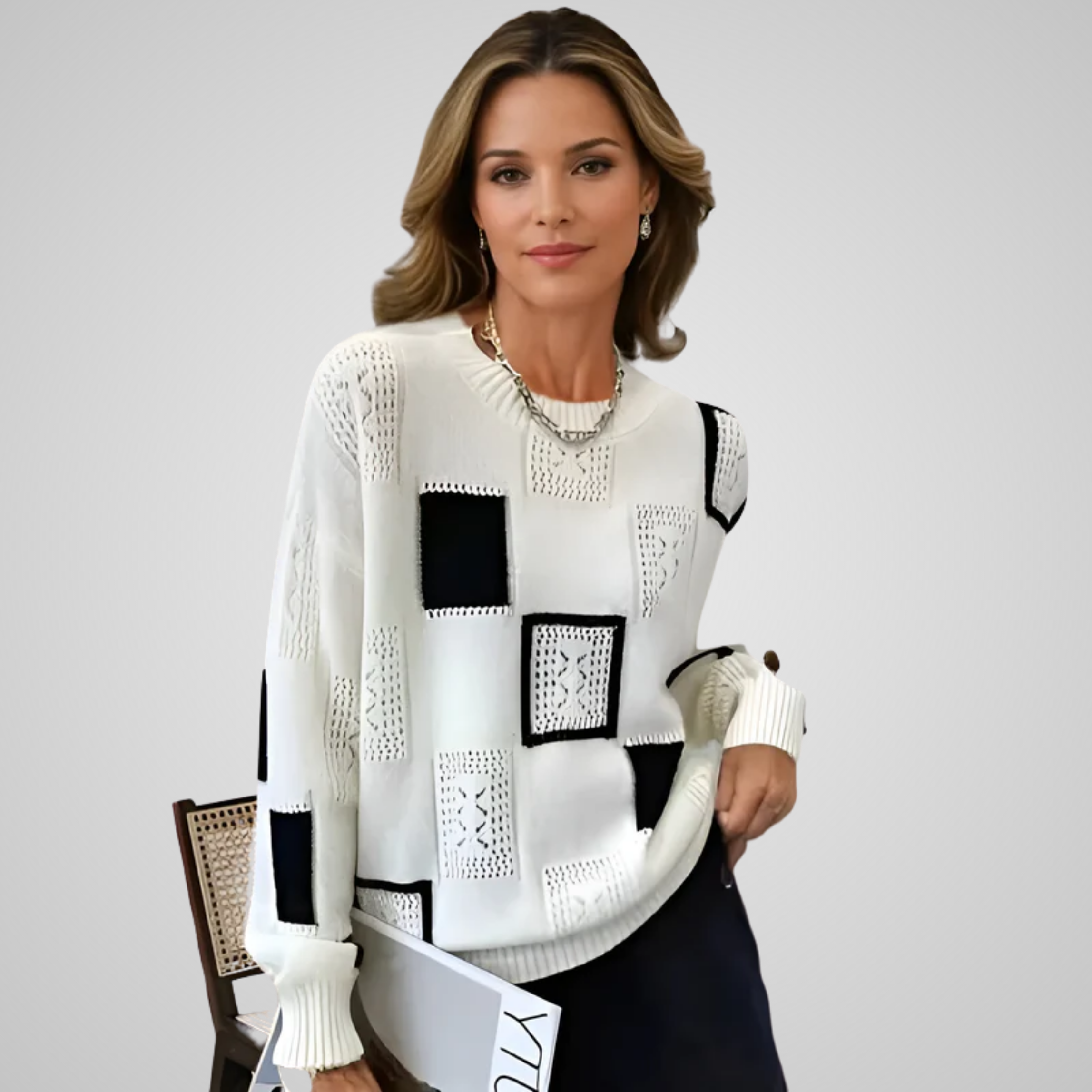 Blandine | Chic Geometric Patterned Jumper