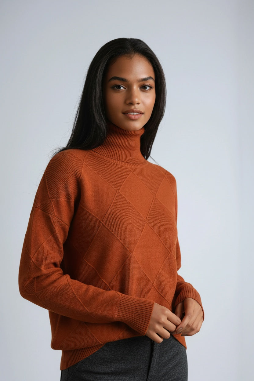 Sky | Turtleneck Sweater with Diamond Pattern