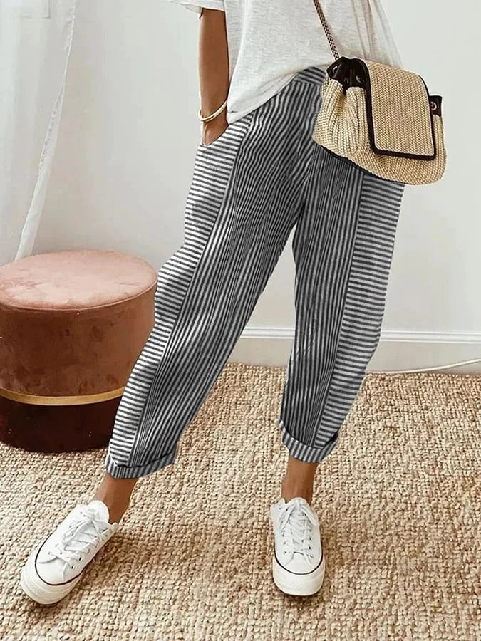 Lora - Elegant Striped Comfort Trousers