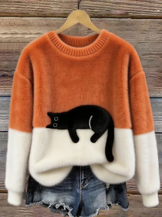 Caitlin – Casual Cat Graphic Sweater